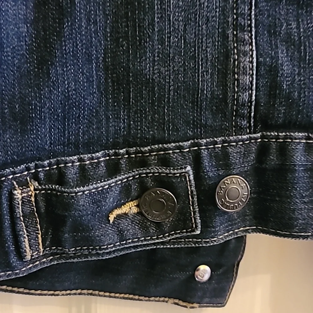 Banana Republic Women's Collared Stretch Dark Wash Denim Jean Jacket, Size XS - Picture 6 of 8